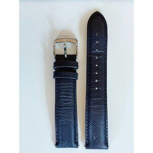 18MM Navy Blue Leather Michele Watch Strap